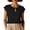 Black, variant on Women's Cotton Linen Short Sleeve Blouse Keyhole Neck Shirts Frog Button Loose Fit Summer Basic Crew Neck Top Casual by Awwp Khaki L