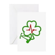 CafePress - Shamrock Stethoscope Heartbeat - Greeting Card, Blank Inside Glossy