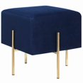 thumbnail image 1 of Coaster Pouf Velours Contemporain en Bleu et Laiton, 1 of 4