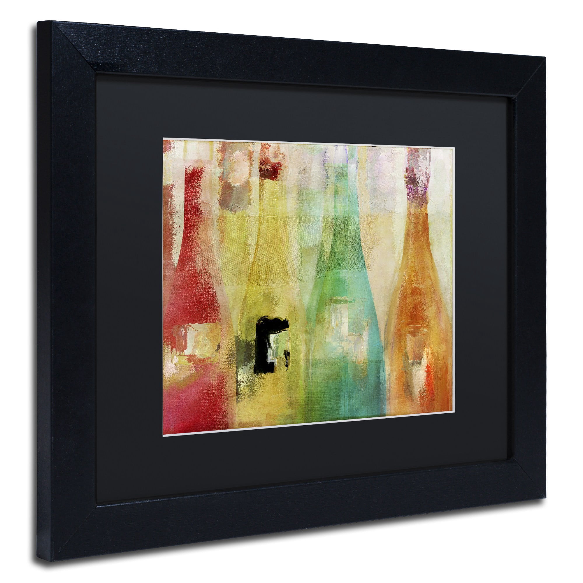 Trademark Fine Art "Bouteilles" Canvas Art by Color Bakery Black Matte, Black Frame