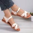thumbnail image 5 of Xfvqtps Flat Sandals for Women Cross Straps Open Toe Adjustable Buckle Non Slip Beach Roman Sandals Beige, 5 of 9