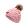 thumbnail image 1 of Qarigey Gorro para niños, gorro decorativo con bolas de pelo, gorro tejido para invierno, cálido y frío, gorro para niños, decoración de Sombreros rosa claro, 1 of 6