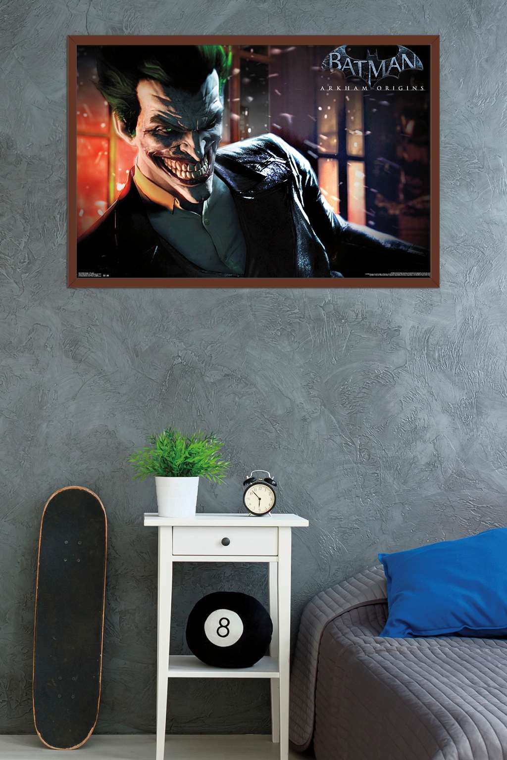 DC Comics Video Game - Arkham Origins - The Joker Wall Poster, 22.375" x 34", Framed