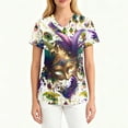 thumbnail image 4 of Hearthz Mardi Gras Women Scrub Top Fat Tuesday Carnival Women's Shirts V Neck Short Sleeve Nurses Working Uniforms with Pocket S-5XL, 4 of 4