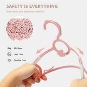Nbpower Baby Hangers 50 Pack, 11-14 Extendable Kids Hangers, Non-Slip Baby Hangers for Closet, Plastic Kid Hangers with Windproof Buckle, Baby Clothes Hangers for Pants Shirts Outfit Onesie, Pink