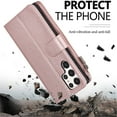 thumbnail image 4 of SaniMore Samsung Galaxy S23 6.1" 2023 Case with Wrist Strap 2 in 1 Zipper Wallet [Card Slots] Premium PU Leather Skin [Retro Durable] Shockproof Anti-scratch Kickstand Business Cover For S23, Rosegold, 4 of 7