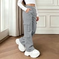 thumbnail image 2 of ZBSOKO Girls Cargo Pants Wide Leg Elastic Waist Utility Pant with Multi Pockets Straight Leg Casual Outdoor Trousers Sizes 5-15 Years, 2 of 7