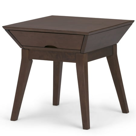 Hard Wood Table Brooklyn + Max Lambert Solid Hardwood 22 inch Wide Square Contemporary End Side Table in Walnut Brown ()