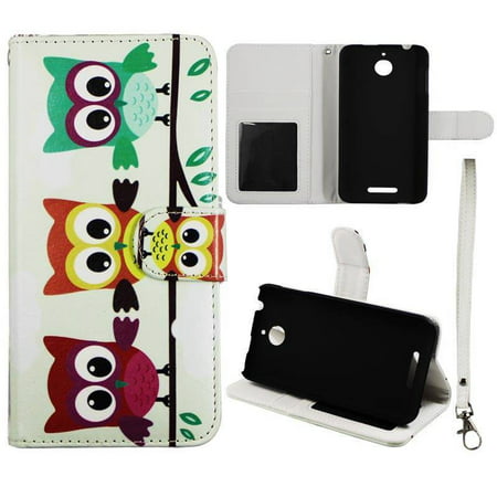 Triple Owl Wallet Folio Case for HTC Desire 510 Fashion Flip PU Leather Cover Card Slots &