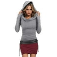 thumbnail image 6 of hotojiny Hoodie Mini Dress for Women Comfy Ruched Vintage Party Dresses Fashion Long Sleeve Bodycon Pencil Dress, 6 of 6