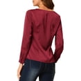 thumbnail image 3 of INSPIRE CHIC Women's Fashion Long Sleeve Casual Office Irregular V Neck Blouse XS Burgundy, 3 of 6
