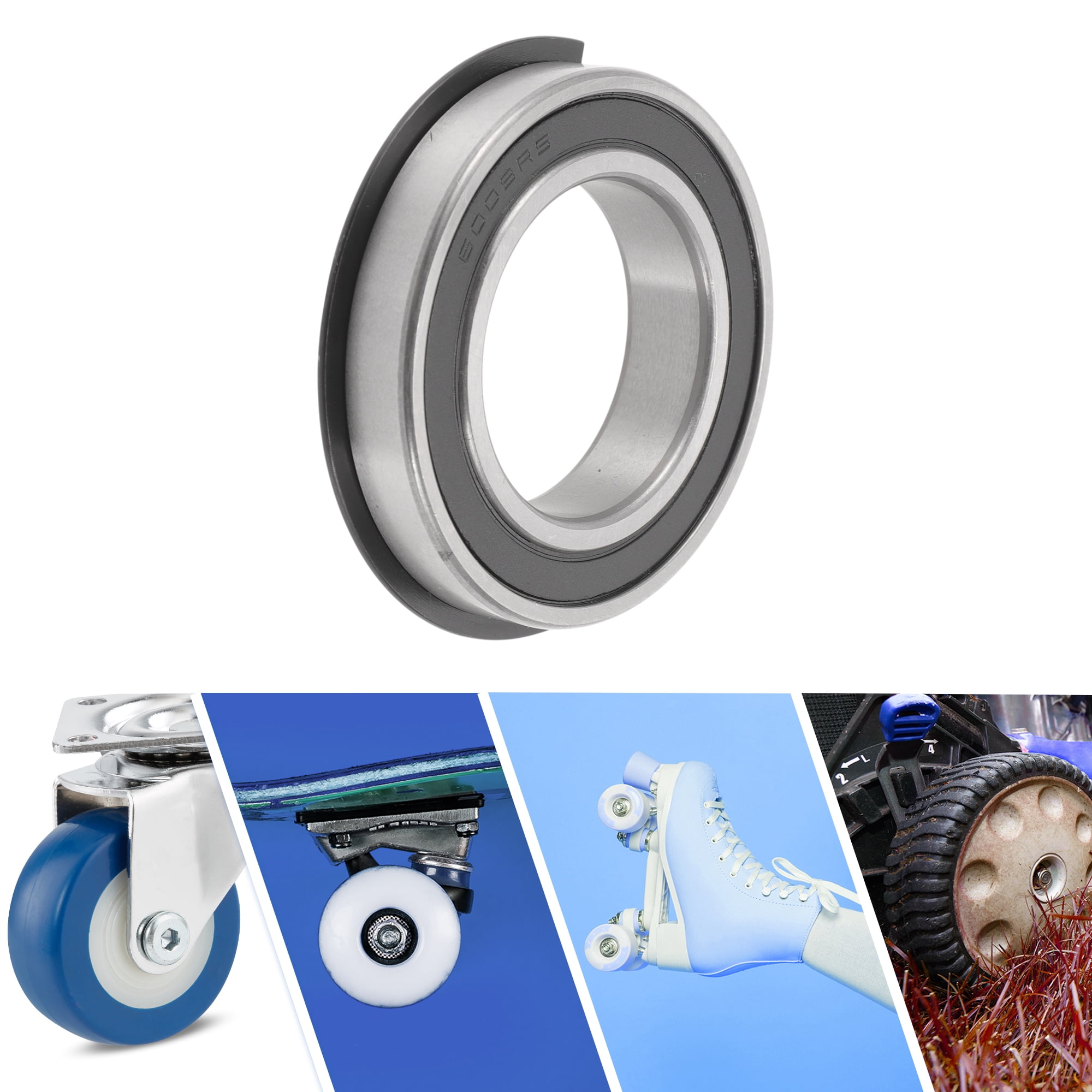 Unique Bargains 6009NR2RS Deep Groove Ball Bearings 45x75x16mm P0 Double Rubber Seal Lubricated Bearings 1 Pc Car Scooter Skateboard Wheel Universal Silver Tone Black