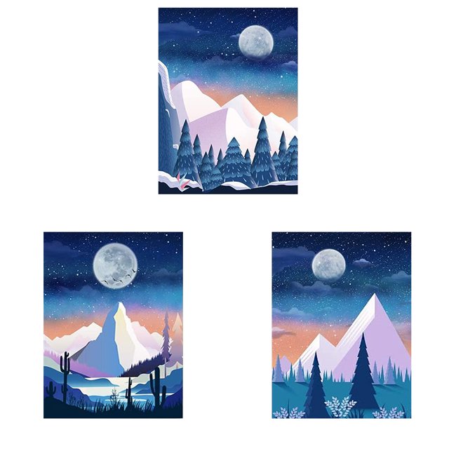 11CT bordado completo montaña Luna algodón impresión punto de cruz decoración del hogar Likrtyny Arte deco
