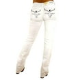 thumbnail image 6 of LA Idol Women's Rhinestone Mid Rise Bootcut Stretchy Denim Jeans Pants ( La Idol Bootcut White 4320BT ), 6 of 7