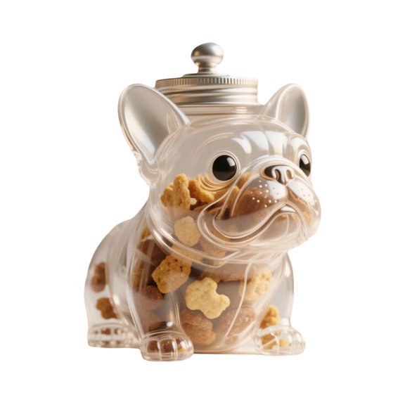 French Bulldog Shaped Clear Glass Treat Jar with Lid Decorative Pet Treat Container for Dog Biscuits and Snacks