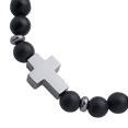 thumbnail image 2 of Pulsera Hombre Cruz LUCKMAN Jade Negro Acero Inoxidable Modelo Ezra Plateado UNITALLA, 2 of 6