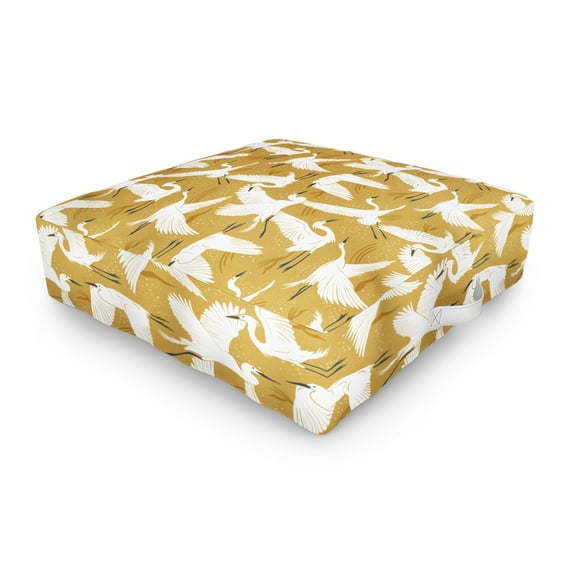 Society6 Heather Dutton Soaring Wings Goldenrod Yellow Outdoor Floor Cushion