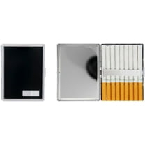 Set of 2 Metal-Plated 100s Ultra Compact Cigarette Case With Insert (Black Plate)