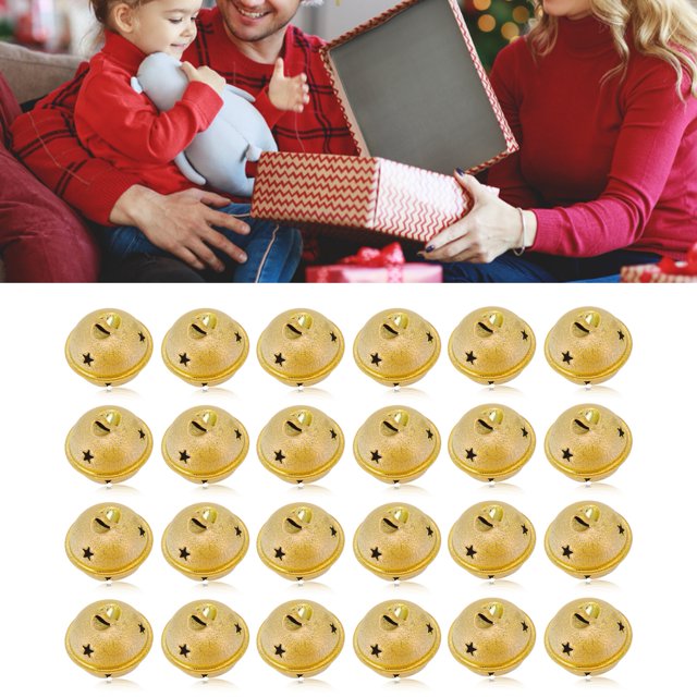 Campanas de navidad árbol de navidad campanas colgantes adornos de navidad 24 piezas campanas de navidad 40 mm pintura de hierro ahuecado pentagrama navidad campana esmerilada ANGGREK Otros