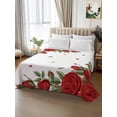 thumbnail image 2 of Red Roses Valentine's Day Queen Size Flat Sheet, Wrinkleproof & Fadeproof Cooling Flat Bed Sheet Only, Spring Floral Farmhouse Breathable Soft Bedding Top Sheets 90 x 102 Inches, 2 of 8