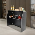 thumbnail image 4 of Portable Folding Event Bar, with Top and Middle Shelves Modern Freestanding Bar Cabinet, Foldable Storage Cabinet for Home Kitchen,Party, Events (Black), 4 of 7
