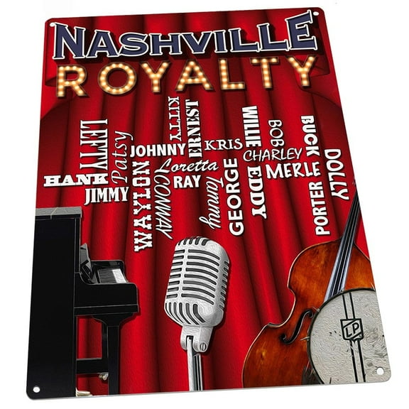 Nashville Royalty 9"x12" Metal Sign, Wall Decor for Mancave, Den, or Gameroom