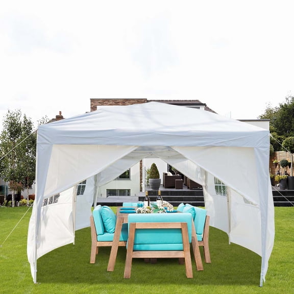 Heavy Duty Commercial Instant Tent, 10 x 20ft Outdoor Pop Up Canopy Tent W/ 6 Removable Sidewalls & 4 Windows, Gazebo Canopy Shade Tent W/ Carrying Bag, Adjustable Height Tent for Party Beach, T852
