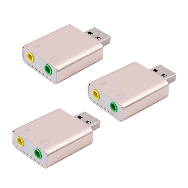 Tarjeta de sonido USB 7.1 externa (3 unidades) con conector de 3,5 mm para auriculares, micrófono y audio estéreo para PC, ordenador y portátil.