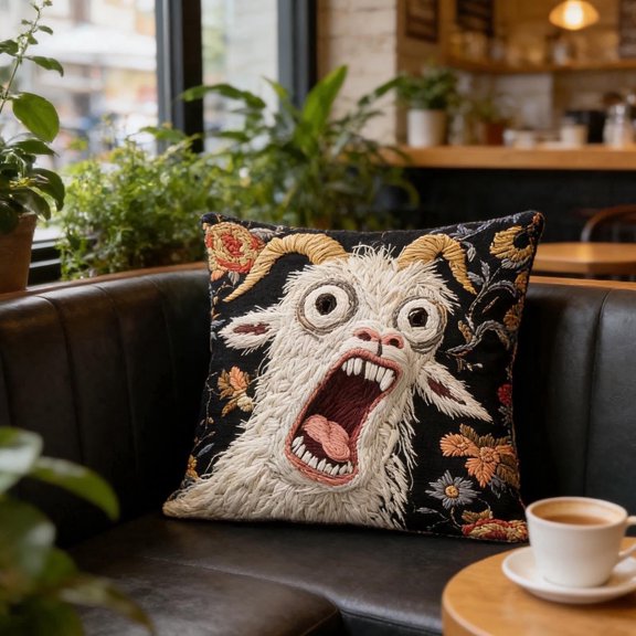 Pillow Covers - Screaming Goat Soft Protector, 17.7x17.7 Inches Square, Hilarious Animal Graphic, Couch Decoration, Living Room Sofa Cushion Covers, Home Dorm Accessory(A)