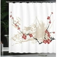 thumbnail image 4 of Ambesonne Grunge Shower Curtain, Japan Sakura Flowers, 69"Wx75"L, Beige White Red, 4 of 5