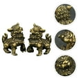 thumbnail image 2 of Qumonin Pair of Wealth Prosperity Fu Foo Dogs Feng Shui Statues, 2 of 5
