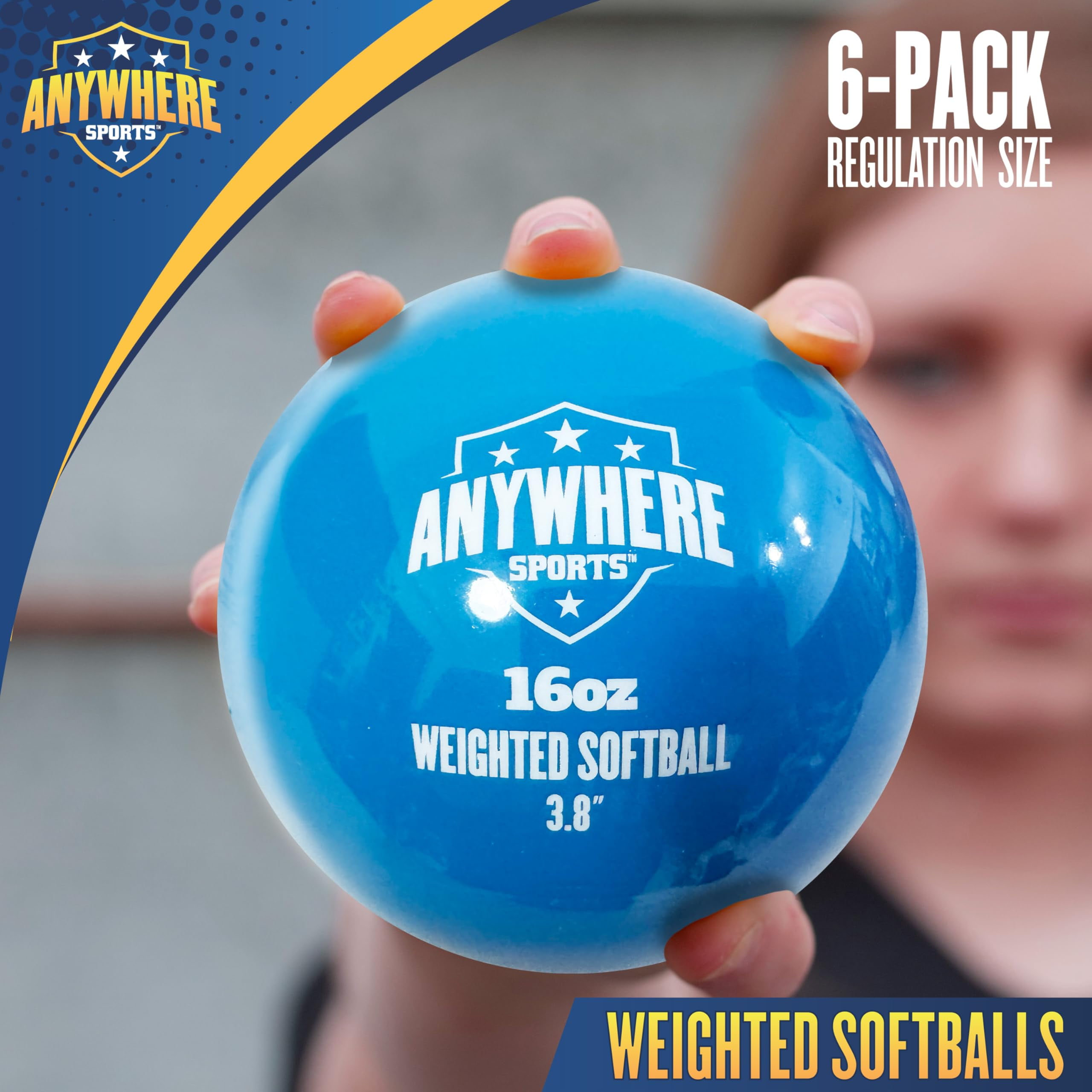 Anywhere Sports Weighted Softballs – 16 oz Training Balls, 3.8" Diameter, Set of 6 for All Skill Levels