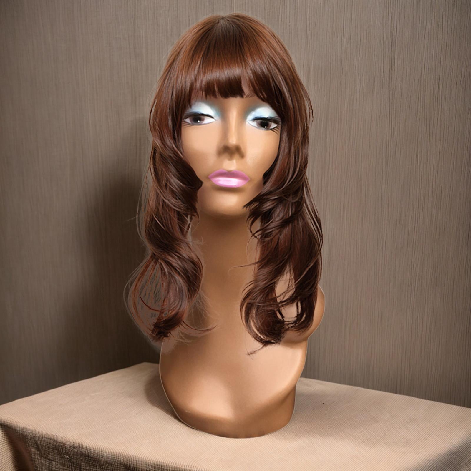 Female Mannequin Head, Manikin Long Neck Durable Multipurpose with Makeup, Professional Display Model for s Displaying Making Styling Style D