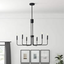 Farmhouse Black 6-Light Classic Candle Metal Chandelier for Dining Room