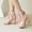 Pink, variant on EGNMCR Ankle Boots for Women Women's Warm Solid Retro Zipper High Heel Round Toe Boots Shoes