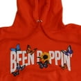 thumbnail image 3 of Been Poppin' Women's Graphic Print Orange Hoodie (Small), 3 of 4