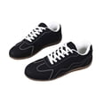 thumbnail image 4 of QWKLEAJ Women’s Low Top Lace Up Retro Sneakers, Soft Suede Round Toe Gum Sole Casual Dress Shoes for Women Daily Walking Street Fashion Trainers Black 9, 4 of 6