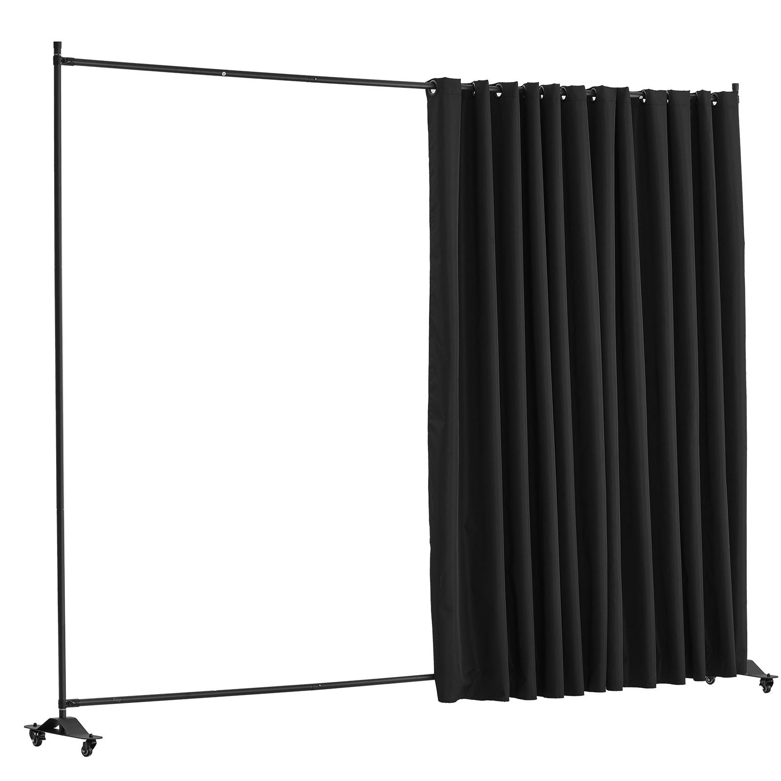 Room Divider with Wheels 121.5x17.7x96.7 Inch 180g Polyester Fabric PA Coating Carbon Steel Frame Lockable Casters for Bedroom Office Privacy
