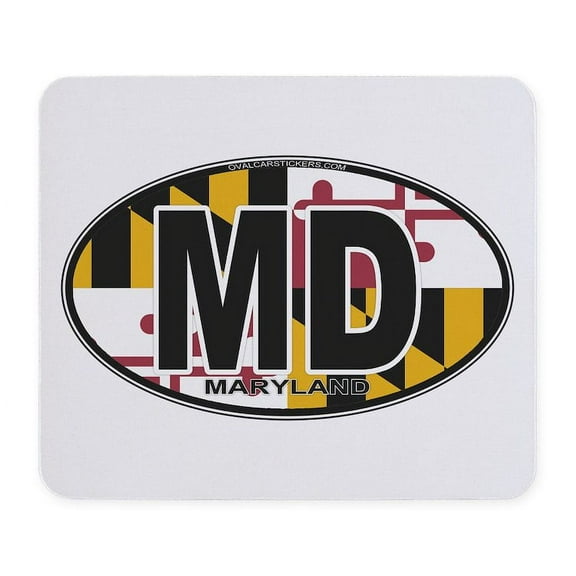 CafePress - Maryland MD Oval (W/Flag) Mousepad - Non-slip Rubber Mousepad, Gaming Mouse Pad