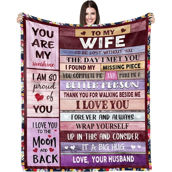 Blanket Gifts for Wife Romantic Anniversary Birthday Gifts for Wife Her I Love You Presents for Wife from Husband to My Wife Warm Gifts for Christmas Valentine's Mother's Day
