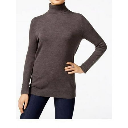 Jm Collection Petite Turtleneck Sweater - Petities - M - DARK GRAY