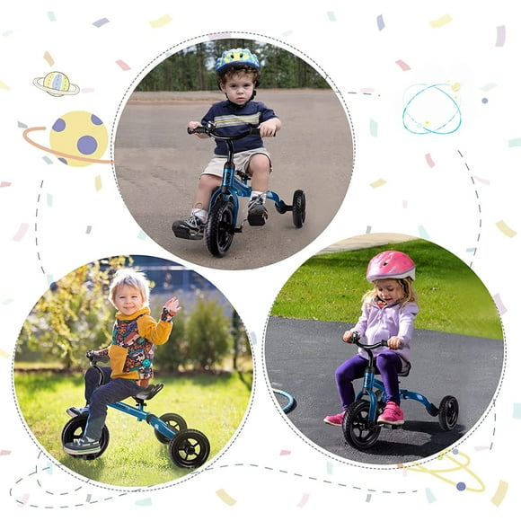 XPIY Tricycle for Toddlers Age 2 to 4 Years Old, 3 in 1 Folding Toddler Bike for Boys and Girls, Kids' Bike Trike with Detachable Pedal and Adjustable Seat (Blue)