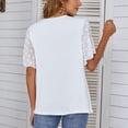 thumbnail image 3 of Camisa de manga corta acampanada con cuello en V para mujer, Top informal de verano para ocio, oficina y escuela, 3 of 5