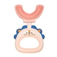 thumbnail image 4 of Cepillo de dientes en forma de U para niños, cabezal de cepillo de silicona suave de grado alimenticio, limpieza de dientes de 3 lados, (azul, rosa, edad 2-6)), 4 of 4