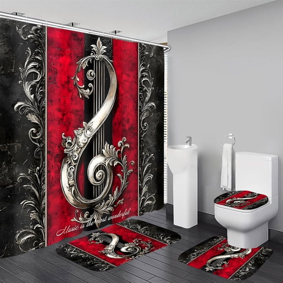 4 Pcs Black Butterfly Shower Curtain Set with Rugs Grey and Gold Bathroom Set Modern Bathroom Accessories Decor with Bath Mats,Rugs