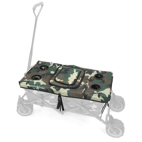 CREATIVE OUTDOOR Foldable Wagon Table Top Cooler Accessory w/ Cup Holders, Camo