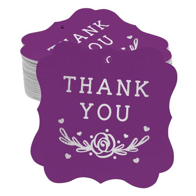 Inkdotpot Pack Of 50 Thank You Bridal Shower Paper Tags DIY Craft Bracket Shape Real Silver Foil Hang Tags