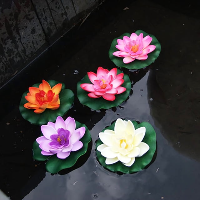 Farfi 1pc Simulation Lotus Flower Mini estanque artificial DIY DIY Decoración del tanque de peces Farfi 21010044