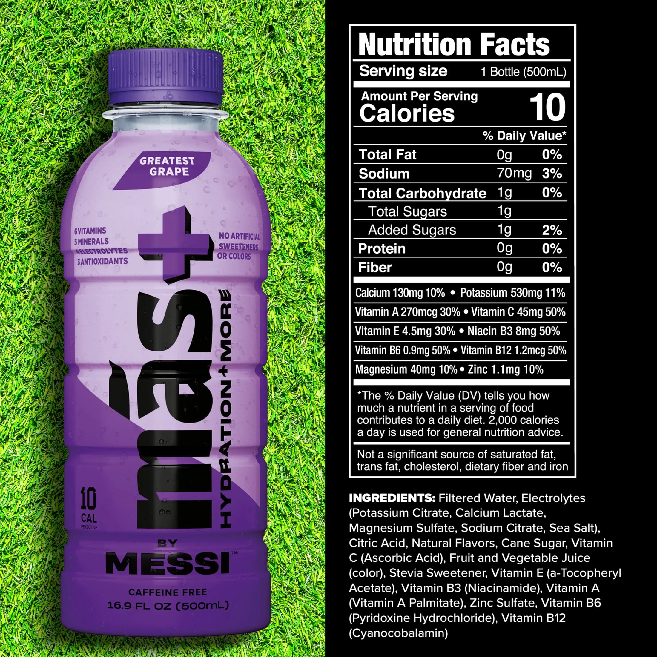 Más+ by Messi Hydration Sports Drink Greatest Grape, 16.9 fl oz Bottle