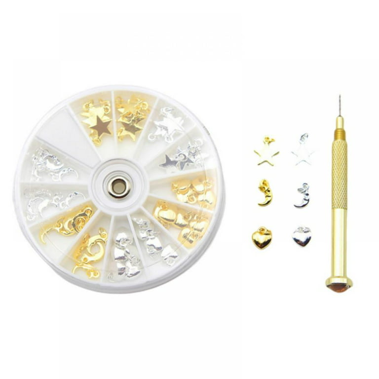 Topwoner Nail Jewelry Rings Nail Piercing Tool H Drill Dangle Nail Art  Charms Gold Silver for Tips Acrylic Decorations 